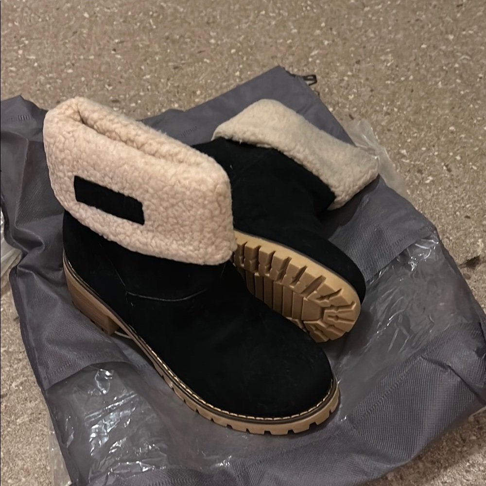 Women's Black and Cream Ankle Boots